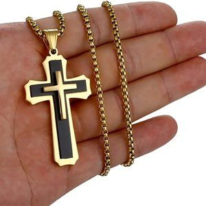Gold Cross Necklace Pendant Hip Hop Necklace Fine Jewelry Men Women